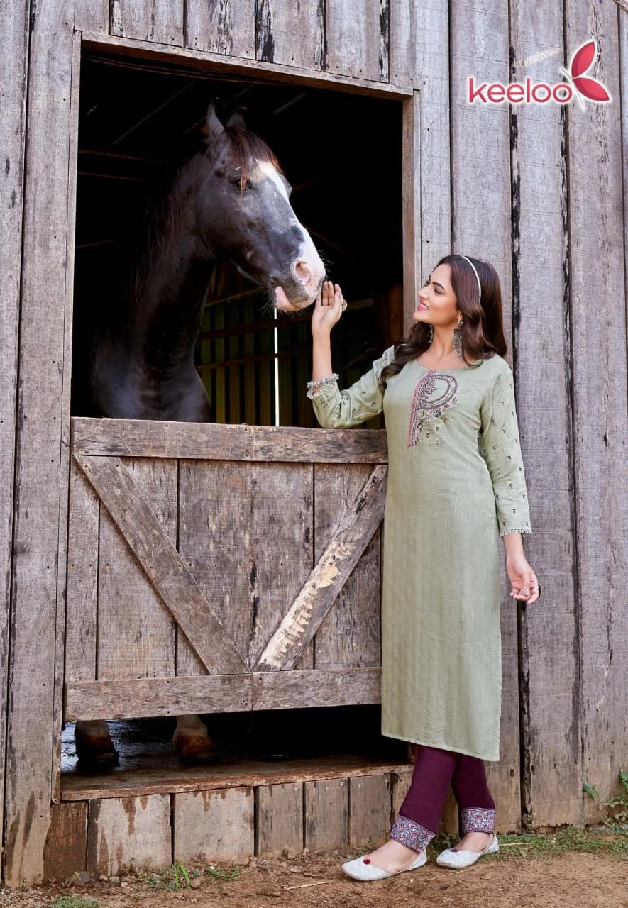 Keeloo Gulab Vol 1 Heavy Dobby Rayon Wholesale Kurti with Pant Catalog — Wholesale Kurtis, MPA wholesale from Surat - Gallery Image 5
